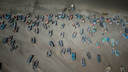 Artisanal fishing boats in Santa Rosa, in Lambayeque.