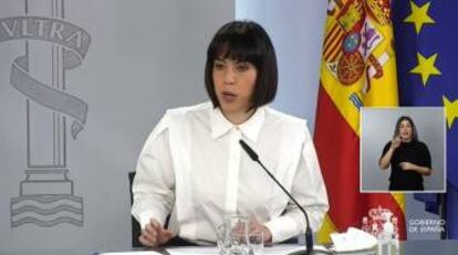 La ministra de Ciencia e Innovación, Diana Morant, en la rueda de prensa posterior al Consejo de Ministros.