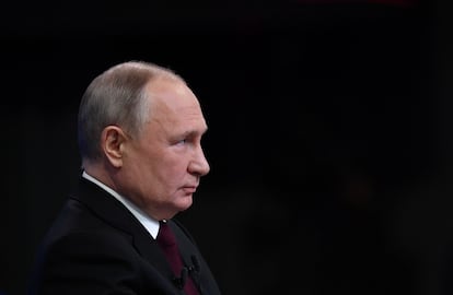 El presidente de Rusia, Vladímir Putin, durante su conferencia de prensa de fin de año, el pasado día 14 en Moscú.