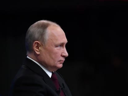 El presidente de Rusia, Vladímir Putin, durante su conferencia de prensa de fin de año, el pasado día 14 en Moscú.