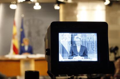 La vicepresidenta María Teresa Fernández de la Vega ha defendido la Ley General Audiovisual en el Congreso.