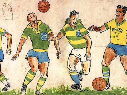 Bocetos del diseño original de las camisetas de la selección de Brasil.