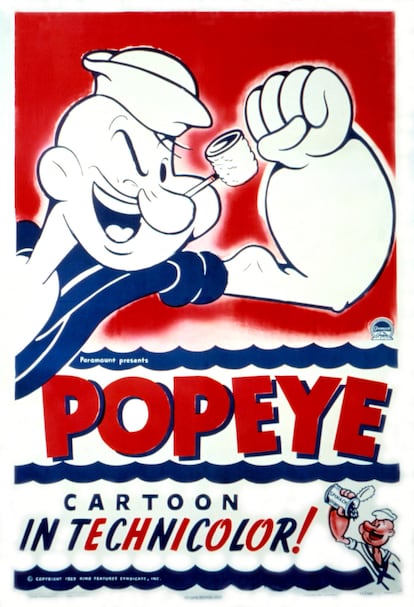 Póster de 1929 de 'Popeye, el marino'.