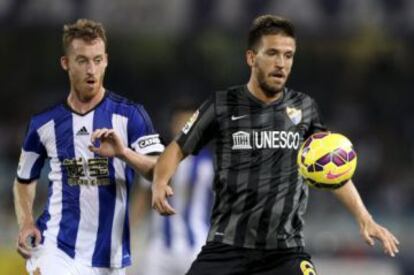 Ignacio Camacho, a la derecha, jugando con el Málaga esta temporada