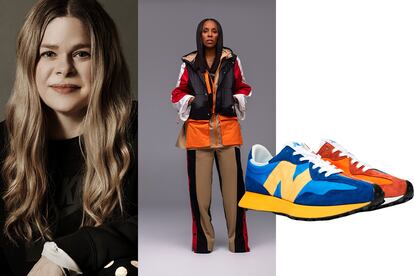 Desde la izda., Georgina James (Nike), June Ambrose (Puma) y la zapatilla 327 de New Balance, diseñada por Charlotte Lee.