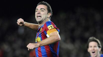 Xavi celebra un gol ante el Getafe.