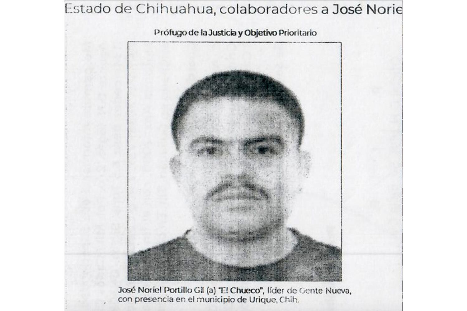 Imagen de José Noriel Portillo Gil, alias 'El Chueco', difundida por la Sedena en 2022.