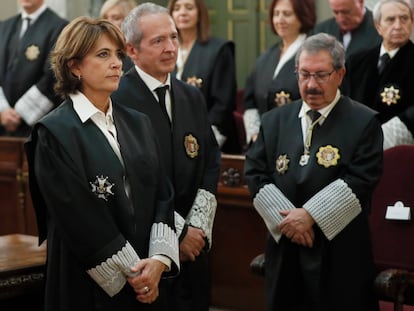 Una imagen de Dolores Delgado durante su ceremonia de jura o promesa como fiscal de Sala de la Fiscalía Togada del Alto Tribunal en el Tribunal Supremo, el 18 de octubre de 2022.