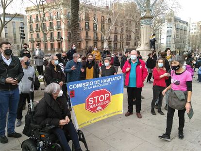 Una protesta de la Plataforma de Afectados por la Hipoteca (PAH) en Barcelona, a finales de febrero.