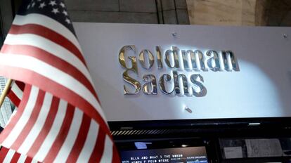 Puesto de Goldman Sachs en el parqué de Wall Street