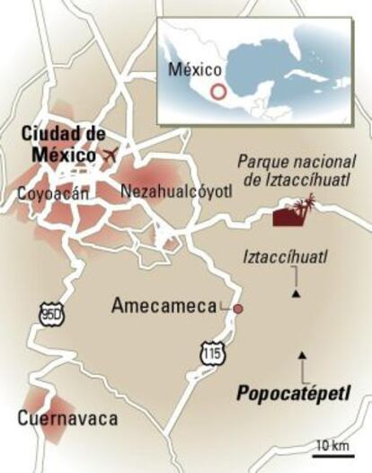 Mapa de los volcanes de México.