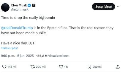 Mensaje de Elon Musk en la red social X.