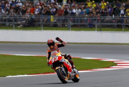 Márquez, tras conseguir la 'pole' en Silverstone.