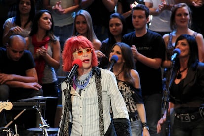 Brazilian rock singer Rita Lee performing during the Serginho Groisman show in Sao Paulo, Brazil, in 2012.