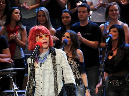 Brazilian rock singer Rita Lee performing during the Serginho Groisman show in Sao Paulo, Brazil, in 2012.