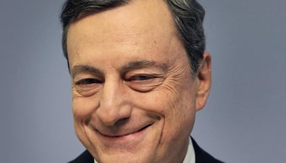 El presidente del BCE, Mario Draghi, en Fráncfort (Alemania) tras la reunión del Consejo de Gobierno del pasado 8 de marzo. 