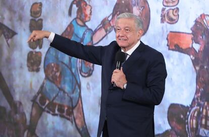 El presidente mexicano, Andrés Manuel López Obrador, durante una rueda de prensa matutina en el Palacio Nacional de la Ciudad de México.