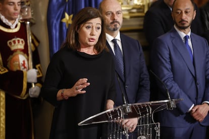 La presidenta del Congreso, Francina Armengol, durante su intervención en el Congreso.