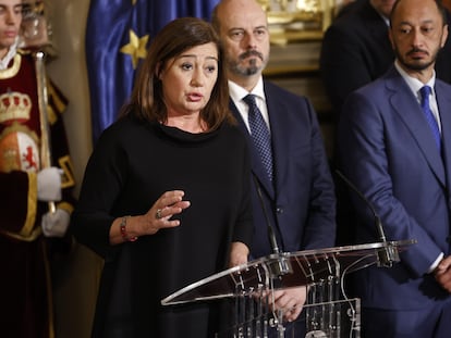 La presidenta del Congreso, Francina Armengol, durante su intervención en el Congreso.