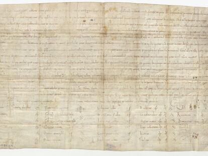 Documento falsificado OSUNA CP.37, D.9 en el siglo XII por los monjes de San Pedro de Cardeña.