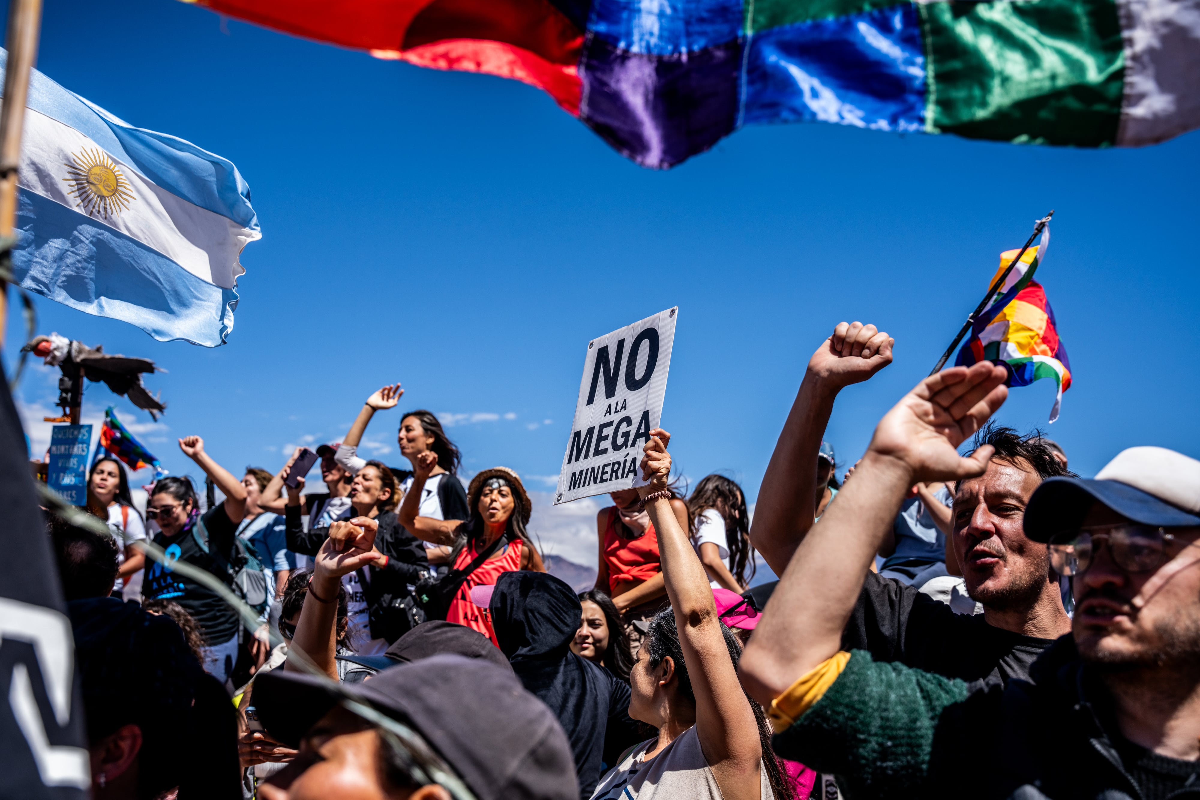 Habitantes de Uspallata protestan contra el proyecto minero San Jorge, en diciembre de 2025.