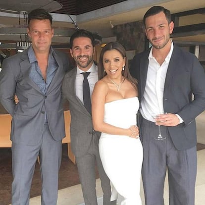 La pareja en la boda de Eva Longoria y Pepe Bastón.