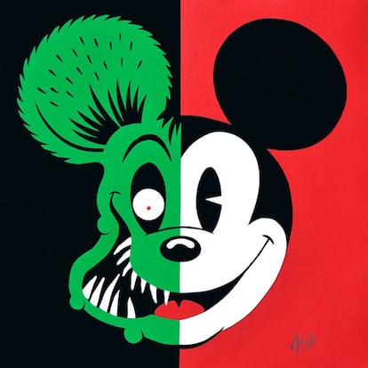 'Rat & Mouse' muestra una cara que los seguidores de Mickey Mouse no están acostumbrados a contemplar. El vigués Roberto Argüelles es un artista acostumbrado a crear diseños atrevidas, expresivas y coloristas que combinan el arte pop, el surrealismo y la cultura Trash.