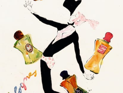 Ilustración de los años
cuarenta para los
perfumes Schiaparelli
realizada por Marcel
Vertès.