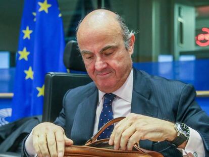 El todavía ministro de Economía español, Luis de Guindos, elegido por el Eurogrupo como nuevo vicepresidente del Banco Central Europeo (BCE).