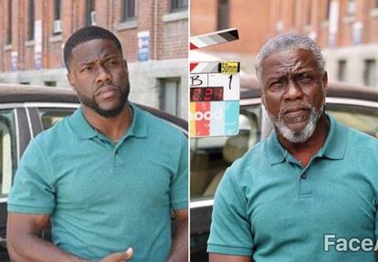 El actor estadounidense Kevin Hart está en pleno rodaje de su próximo proyecto, 'Fatherhood'. Hace unos días aparecía durante un momento de la grabación en su cuenta de Instagram, y ahora ha colgado una foto muy similar pero más envejecido con FaceApp.