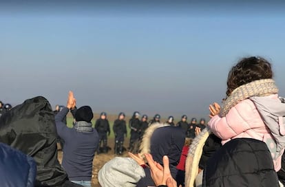 Manifestación en la frontera entre Serbia y Croacia el pasado 25 de diciembre.