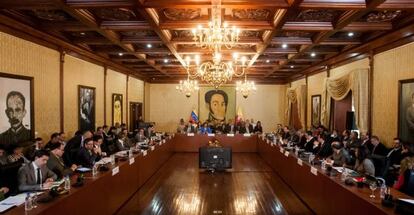 Delegados de Colombia y Venezuela en Caracas.
