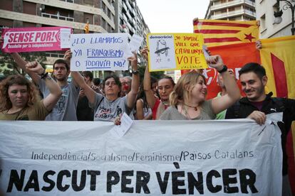 Manifestaci&oacute;n en Valencia a favor del refer&eacute;ndum catal&aacute;n el 20 de septiembre.
