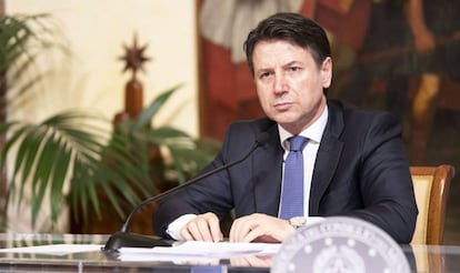 Giuseppe Conte, este sábado, durante una comparecencia.