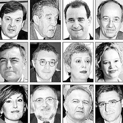 De izquierda a derecha y de arriba abajo: Alberto Saiz Cortés, Francisco Rubio Llorente, Francisco Pardo Piqueras, Miguel Ángel Fernández Ordóñez, Alberto Navarro González, Luis López Guerra, Consuelo Rumí Ibáñez, Leire Patín Iraola, Amparo Valcarce García, Víctor Morlán Gracia, José Luis Méndez Romeu y Miguel Barroso Ayats.