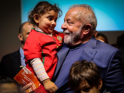 Lula, este sábado durante su encuentro en Lisboa con brasileños que viven en Portugal.