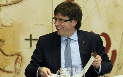 Puigdemont, en una reunió del Govern.