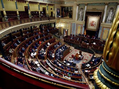 Vista del hemiciclo del Congreso de los Diputados, en Madrid.