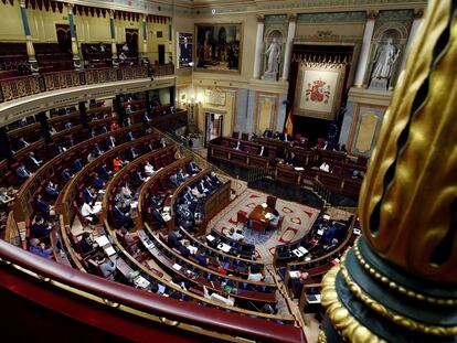 Vista del hemiciclo del Congreso de los Diputados, en Madrid.