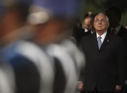 El presidente golpista de Honduras, Roberto Micheletti, ayer en Tegucigalpa.