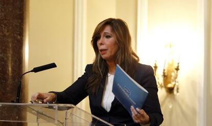 Alicia Sánchez-Camacho, durante la conferencia-coloquio de hoy.