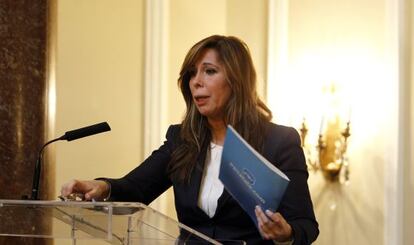 Alicia S&aacute;nchez-Camacho, durante la conferencia-coloquio de hoy. 