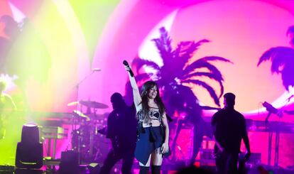 Singer Camila Cabello performing at the iHeartRadio concert at Wango Tango at Dignity Health Sports Park on June 04, 2022 in Carson, California.