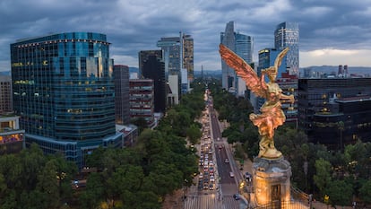 Aerial view of Paseo de la Reforma avenue, in Mexico City.