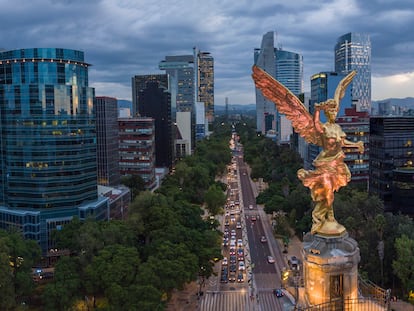 Vista aérea de la avenida Paseo de la Reforma, en Ciudad de México.