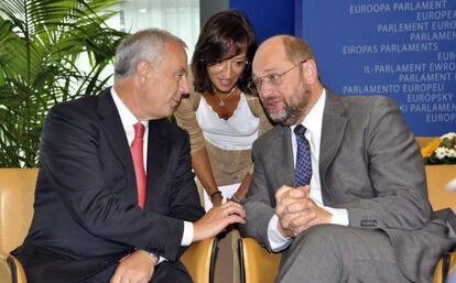 Pachi Vázquez, ayer con el presidente del Parlamento Europeo, Martin Schulz.