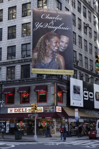 Cartel publicitario de Yavaughnie Wilkins en Nueva York.