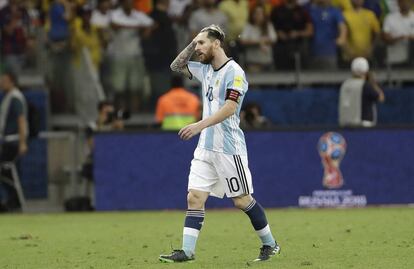 Messi, tras la derrota de Argentina ante Brasil. 