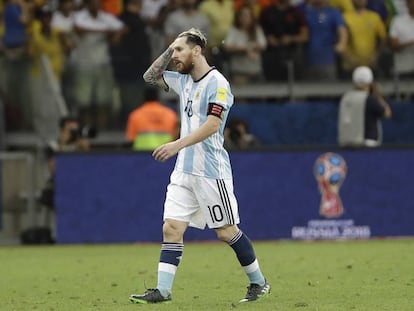 Messi, tras la derrota de Argentina ante Brasil. 