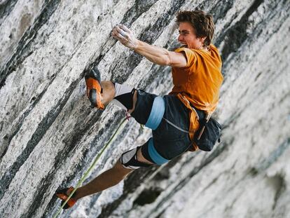 Sen Bouin, en plena escalada de la vía ‘Proyecto ADN’.